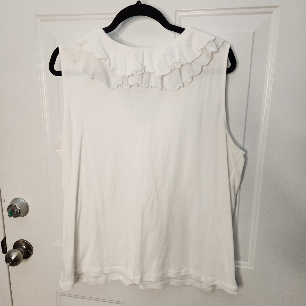 CHAPS White Sleeveless Ruffled Bodice Plus Size 3X - Picture 2 of 5